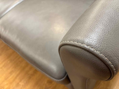 Natuzzi Grey Leather 3-Seat Sofa