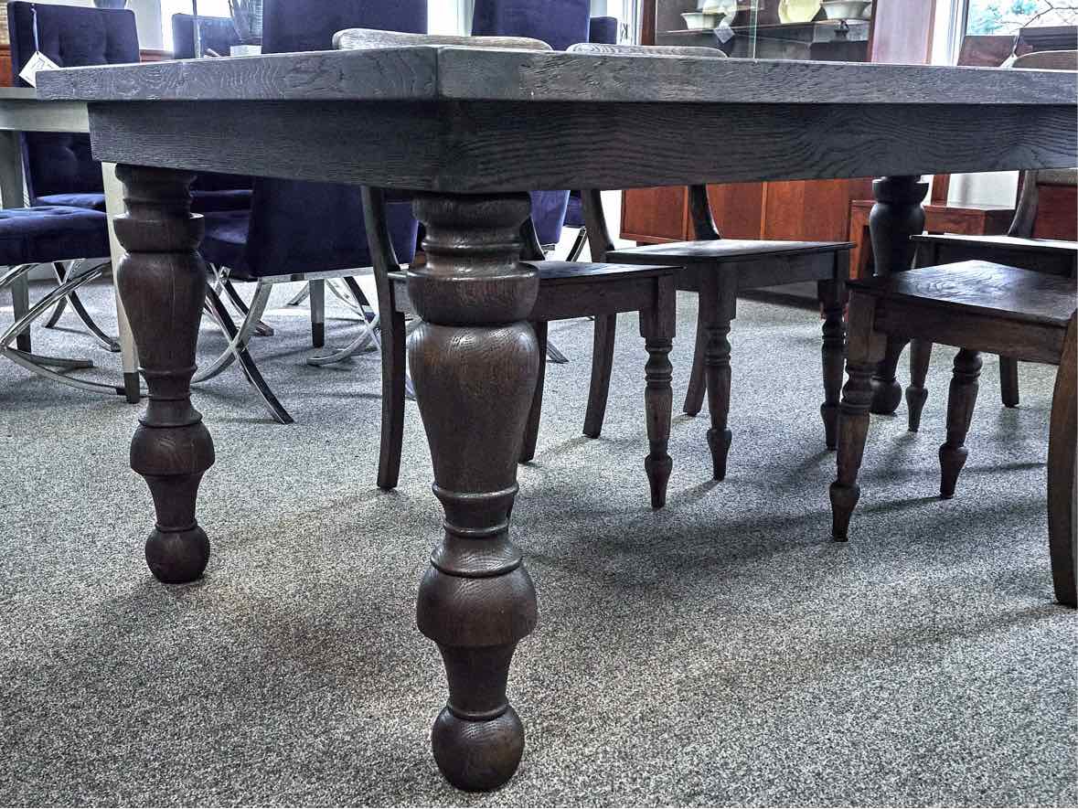 RH 19th C. Oak Baluster Dining Table & Set of 6 English Schoolhouse Side Chairs