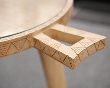 Natural Wood Carved Round Drink Table