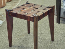 Leather Weave Square Ottoman