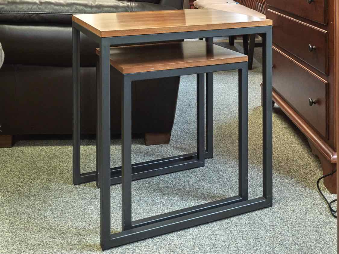 Ethan Allen Nesting Tables in Cherry & Steel