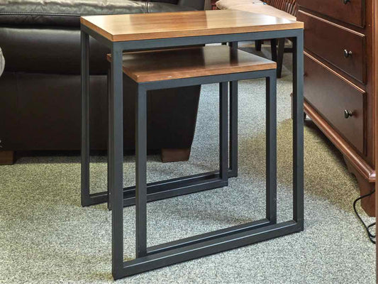 Ethan Allen Nesting Tables in Cherry & Steel