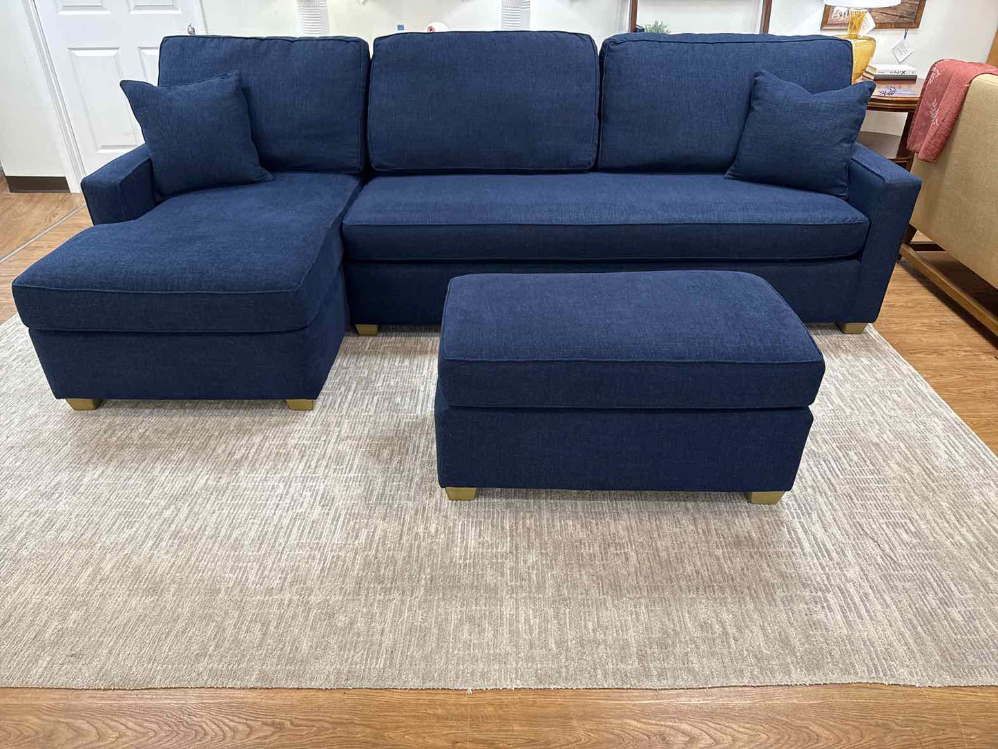 Boston Interiors Navy Sofa With Ottoman