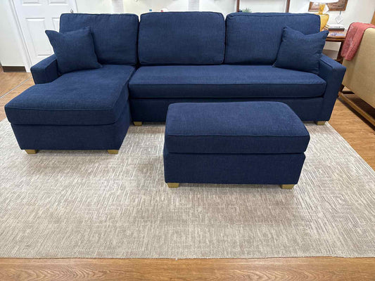 Boston Interiors Navy Sofa With Ottoman