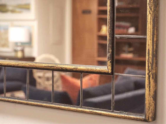 West Elm Tiled Wall Mirror with Gold & Black Finish Frame