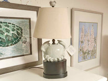 Porcelain Antiqued Gray Linen Shade Table Lamp