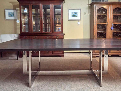 RH Live Edge Walnut Dining Table with Polished Stainless Steel Base