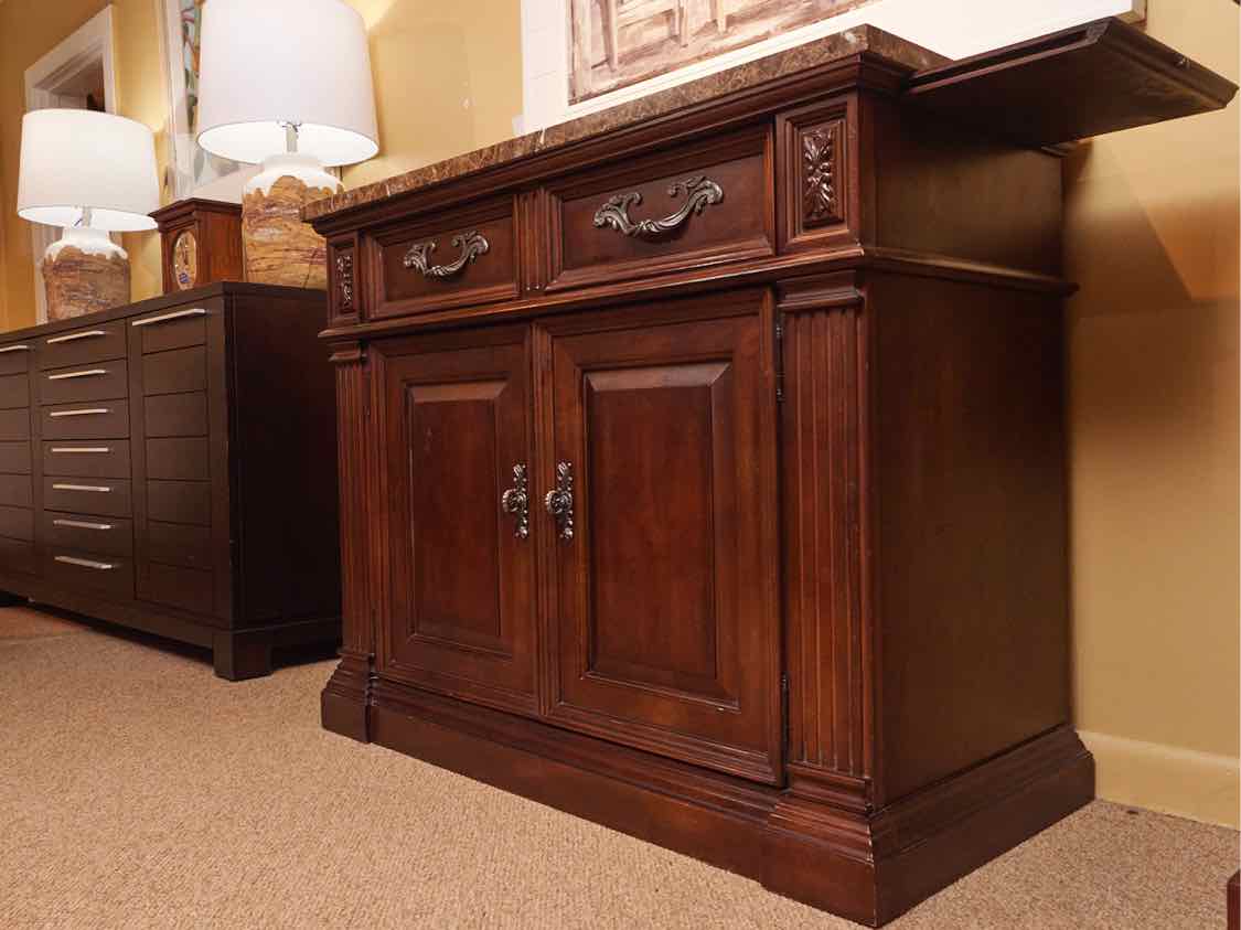 Bernhardt Walnut 2 door & 2 Drawer Server with Marble Top