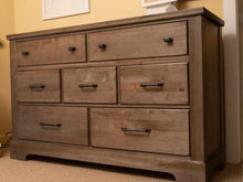 Solid American Maple 7 Drawer Dresser in Distressed Gray Finish
