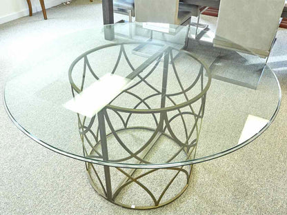 Round Brass Base Dining Table With Glass Top