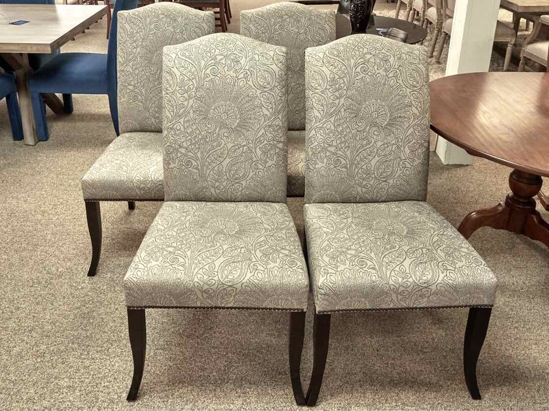 Set of Four Bassett Light Grey Upholstered Side Chairs
