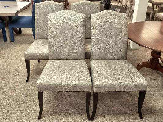 Set of Four Bassett Light Grey Upholstered Side Chairs