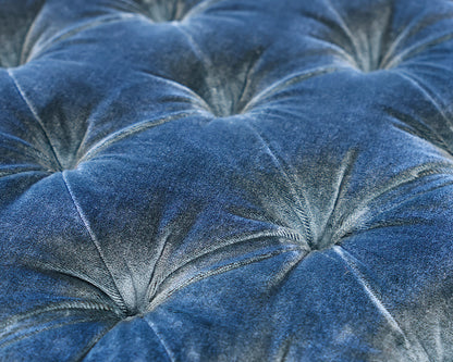 Custom Round Ottoman in Peacock Venetian Silk Velvet