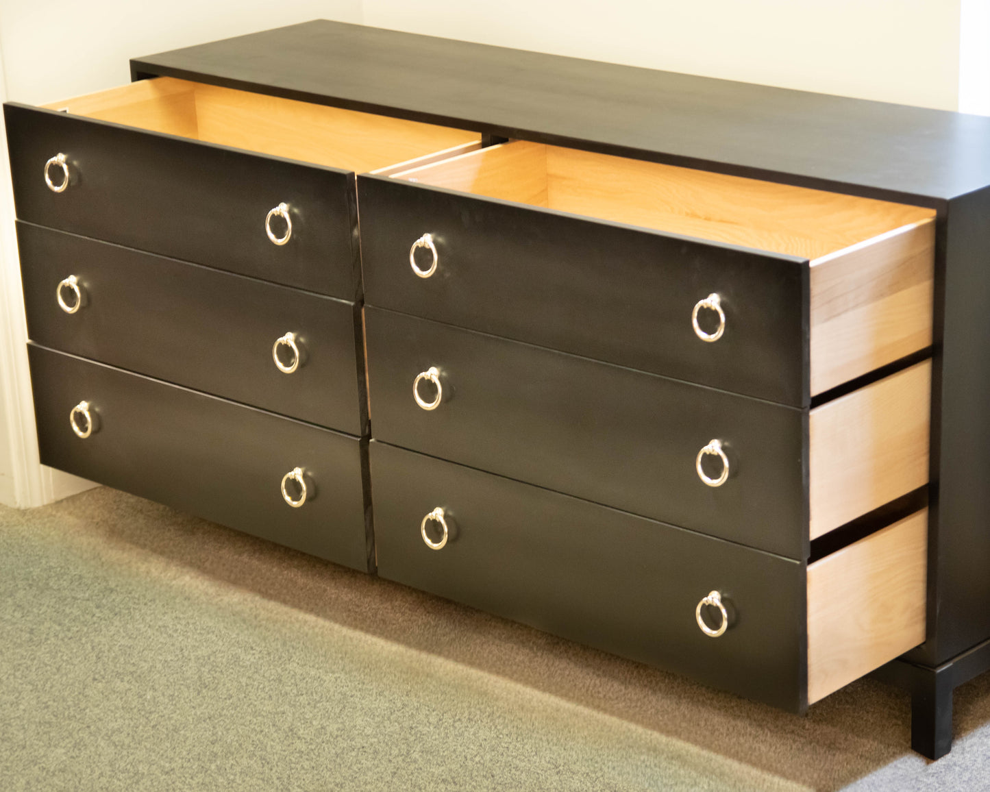Gat Creek Tomlin 6-Drawer Dresser in Maple Black with Polished Nickel Hardware