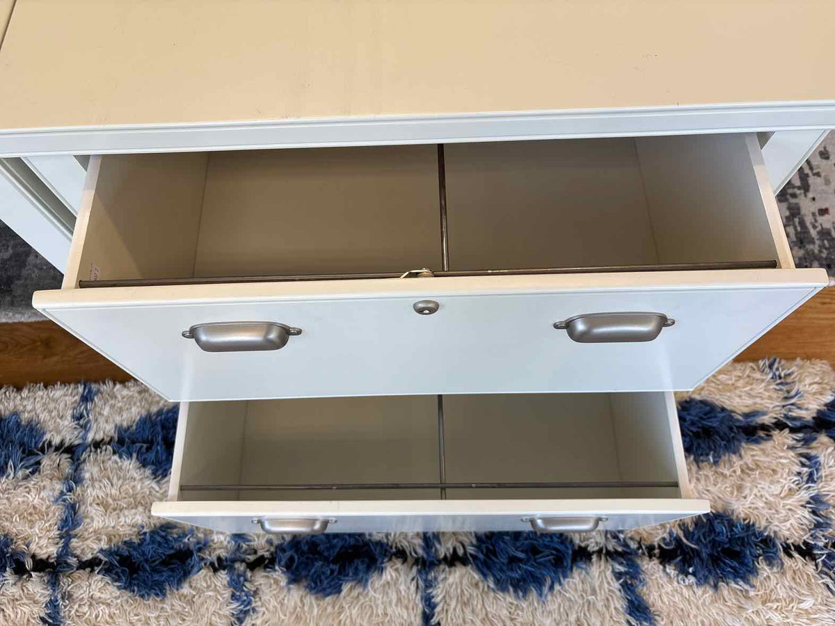 White L-Shaped Desk w/ Filing Cabinet