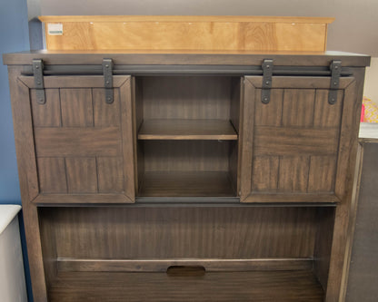 Liberty Furniture Desk with Barn Door Hutch in Rock Beatten Grey Finish
