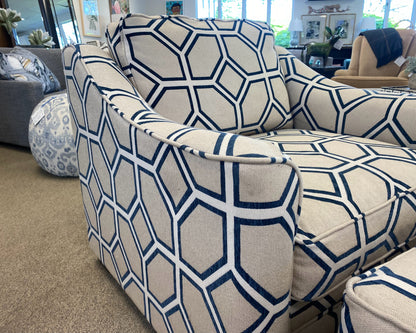 Club Chair & Ottoman in Geometric Fabric Design