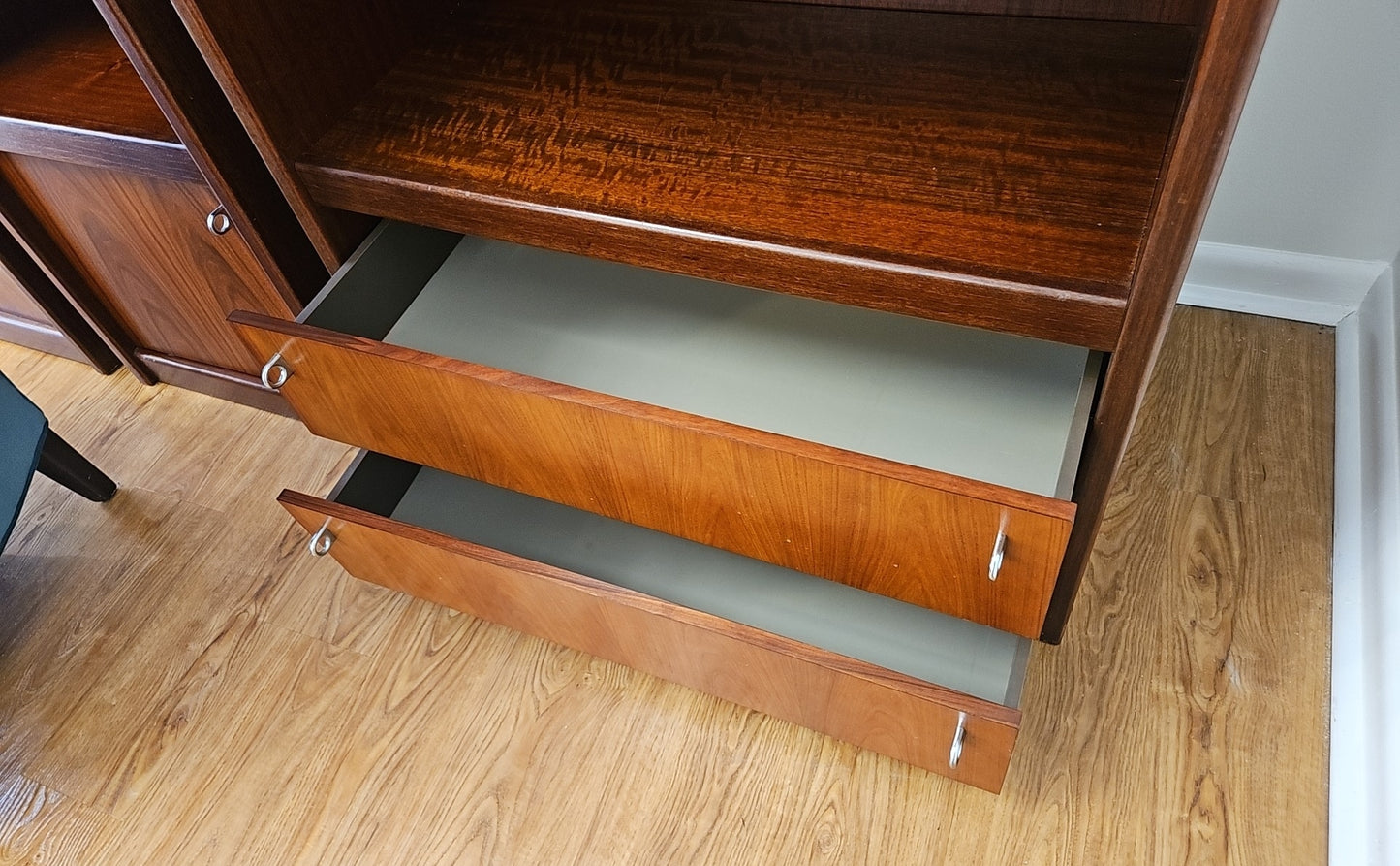 Redwood & Glass Cabinet with Desk