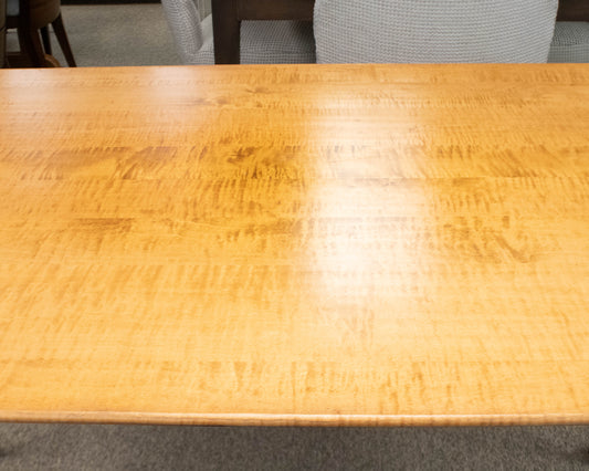 Eldred Wheeler Tiger Maple Porringer Dining Table on Black Base
