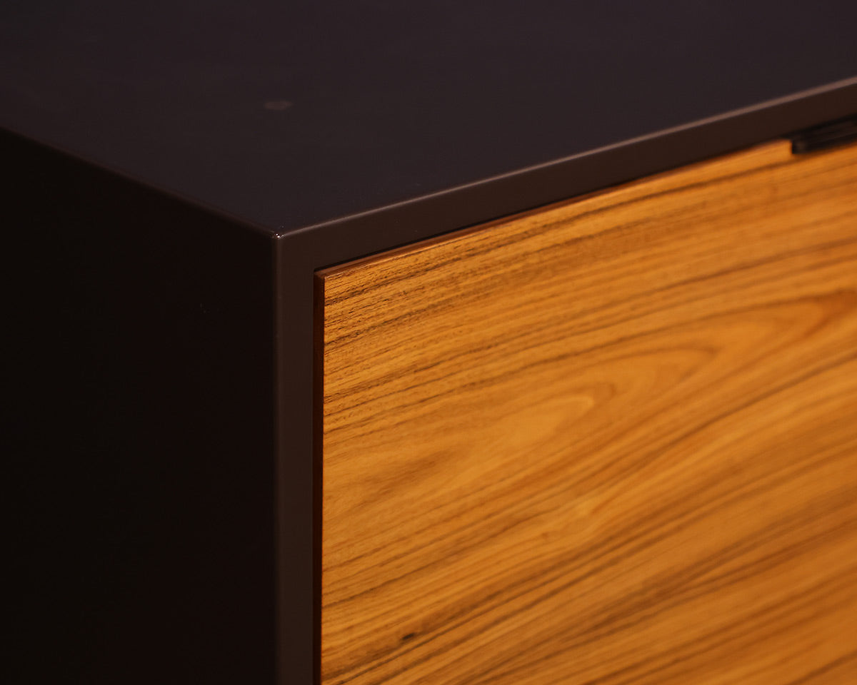 Palo Samko Rosewood Credenza in Rosewood with Brown Lacquer Frame