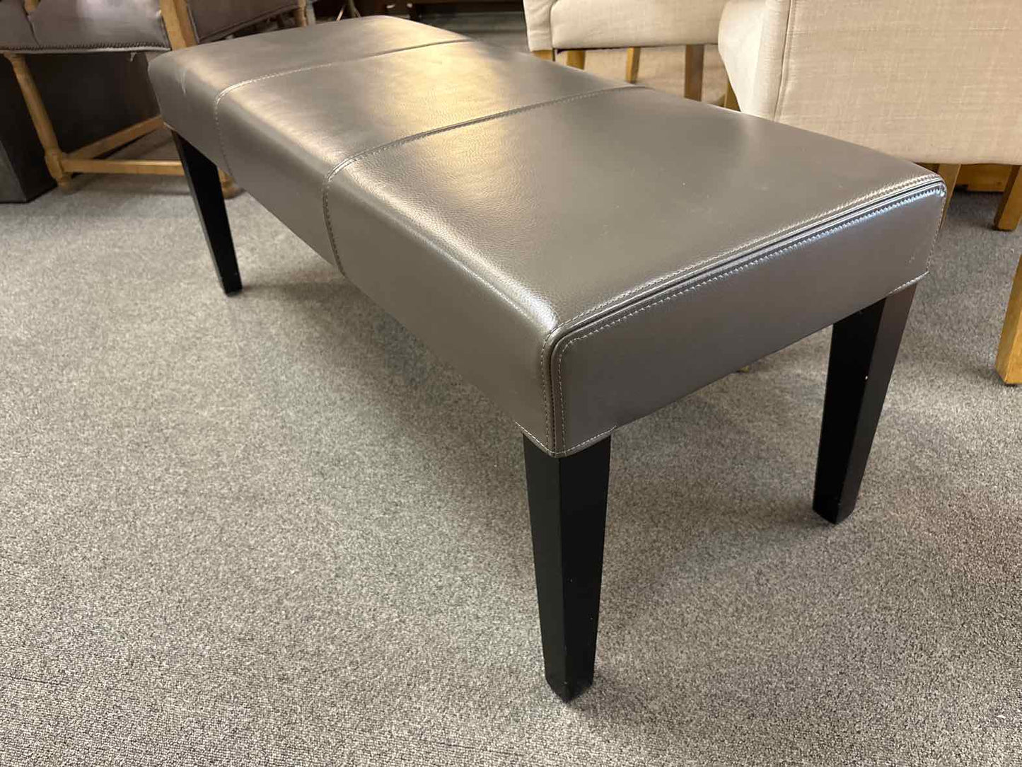 Crate & Barrel 'Lowe' Leather Bench in Smoke