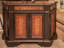 Black Finish With Stencil Accents 3 Drawer & 4 Door  Sideboard