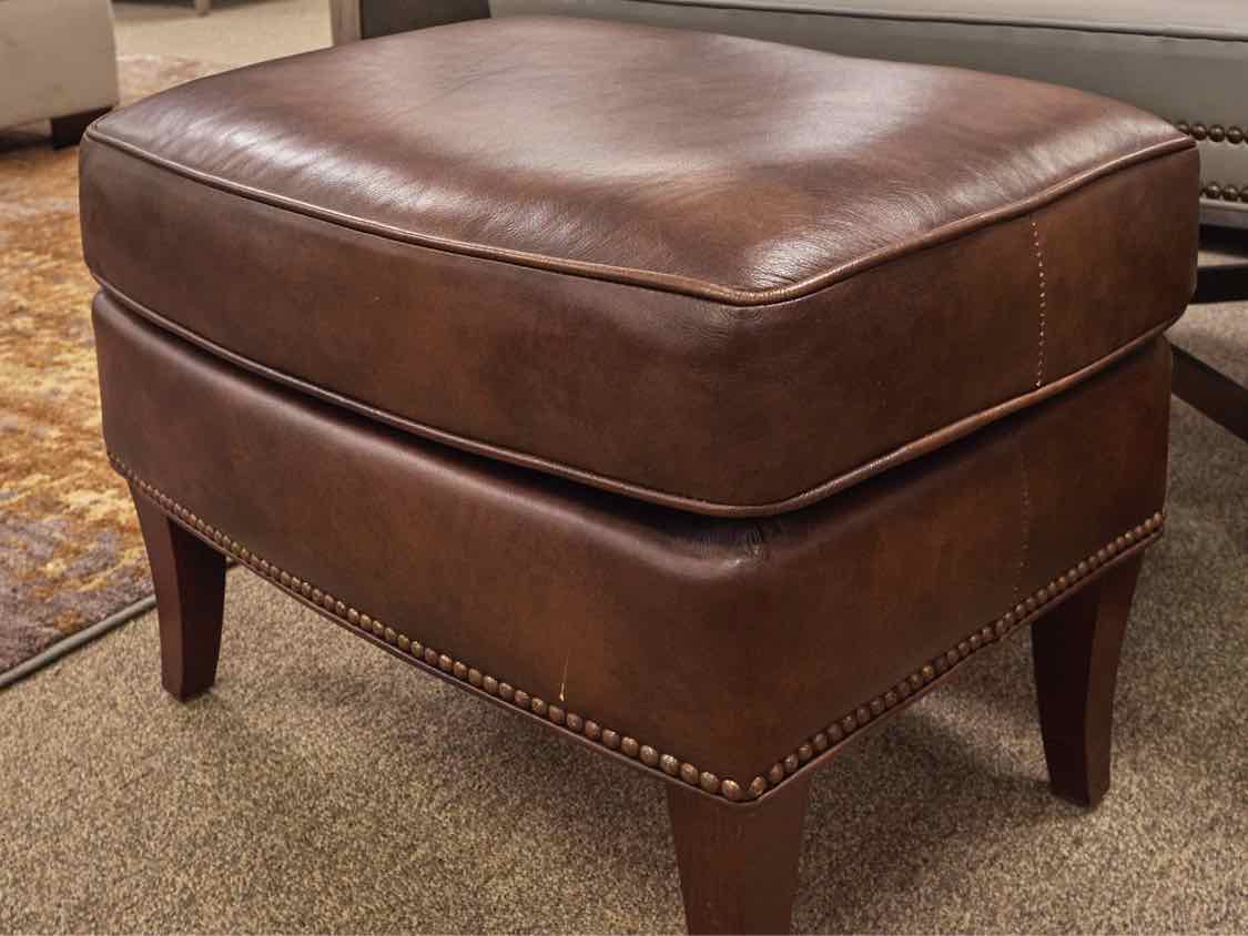 Bradington Young Leather Wing Chair with Ottoman