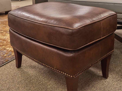 Bradington Young Leather Wing Chair with Ottoman