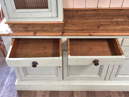 French Country Two Piece China Cabinet in Light Blue