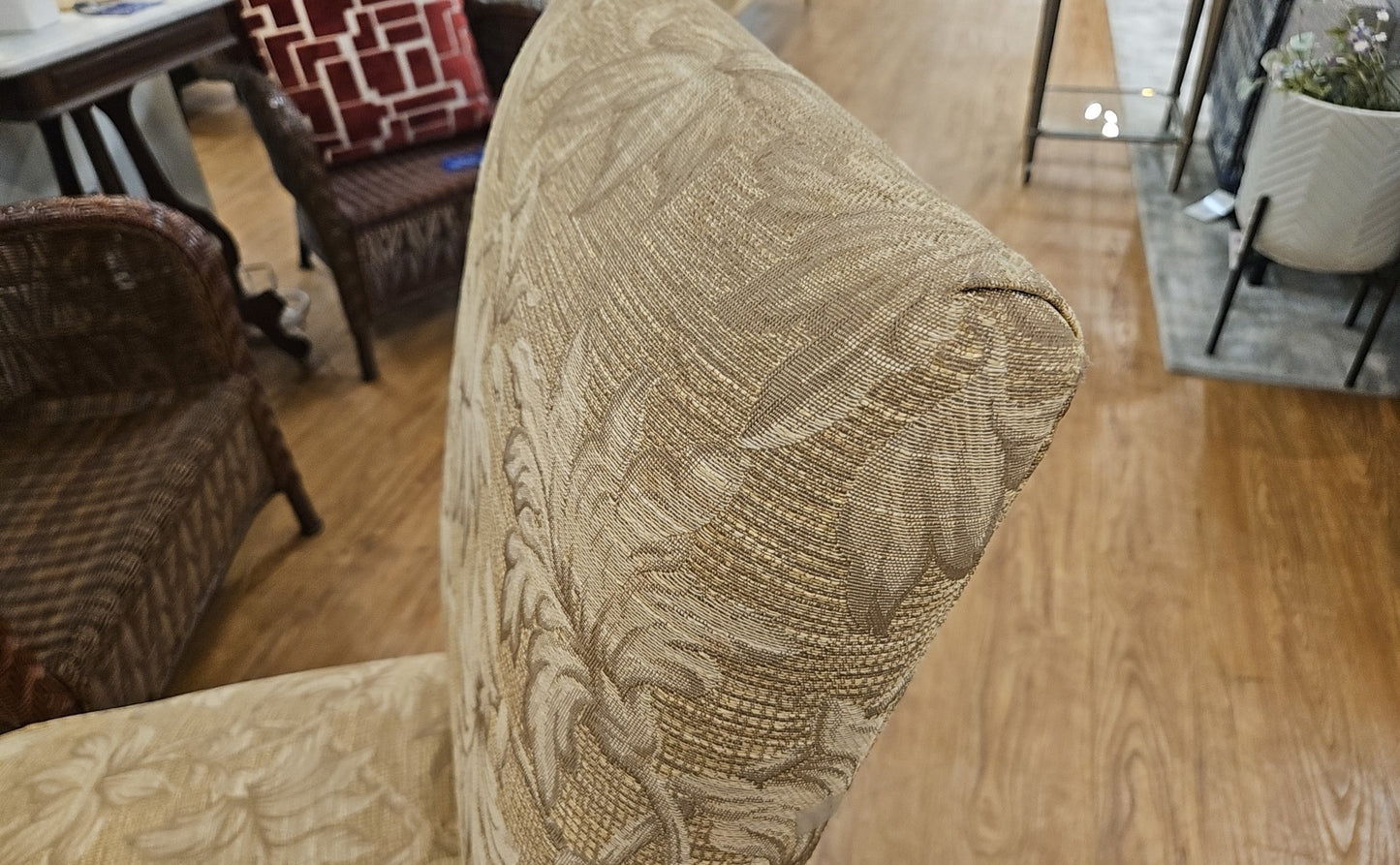 Set of 6 Dining Chairs in Gold Floral Fabric