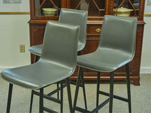 Room & Board Hirsch Set of 3 Bar Stools in Grey Leather