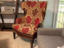 Ethan Allen 'Selby' Upholstered With Leather Sides & Back Wing Back Chair