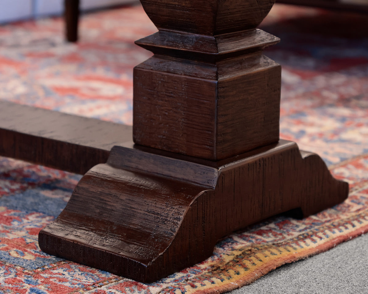 Double Pedestal Rustic Console Table