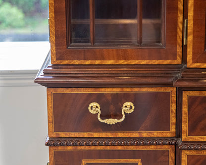Councill Craftsman Burled Mahogany Breakfront W/ Satinwood Border