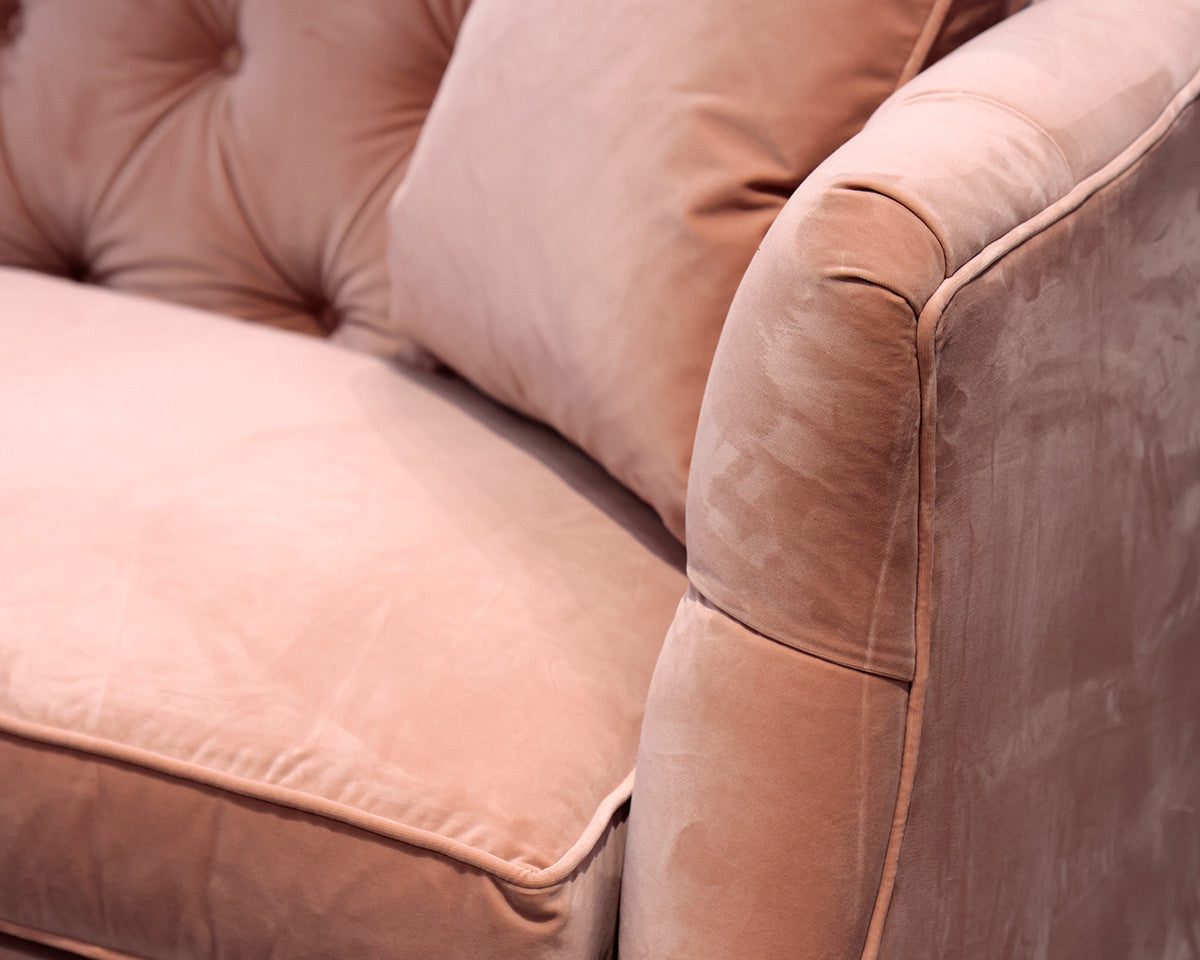 Pink Tufted Loveseat