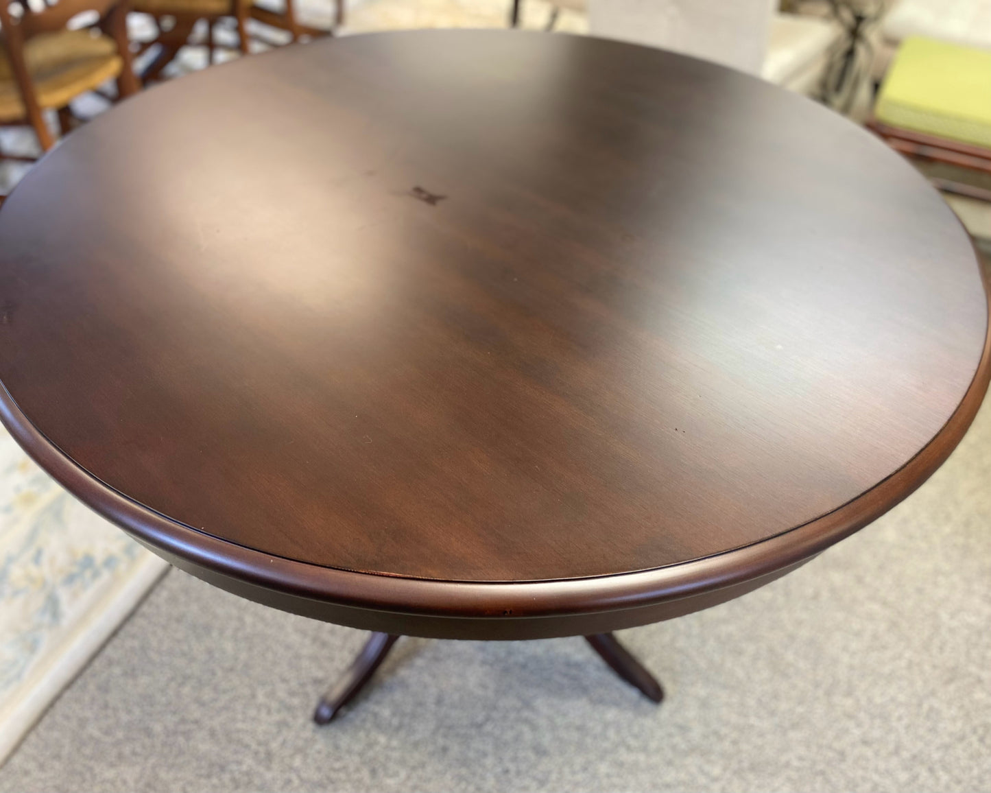 Dark Cherry Round Pedestal Dining Table