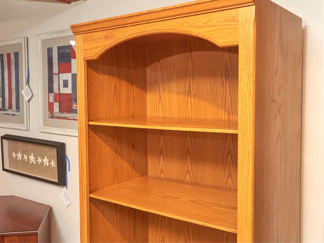 Golden Oak 5 Shelf 2 Raised Panel Doors Bookcase Cabinet