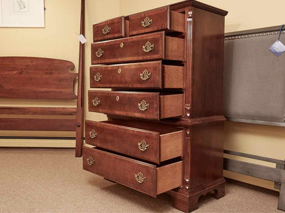 Cherry Finish 7 Drawer Chest on Chest
