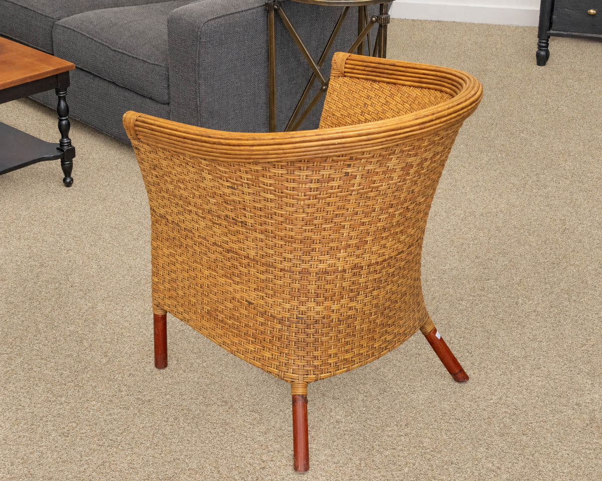 Palacek Bamboo Rattan Wicker Barrel Chair in Honey Finish