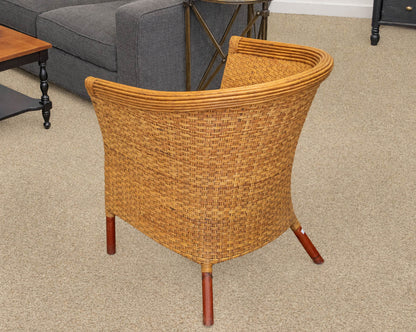 Palacek Bamboo Rattan Wicker Barrel Chair in Honey Finish