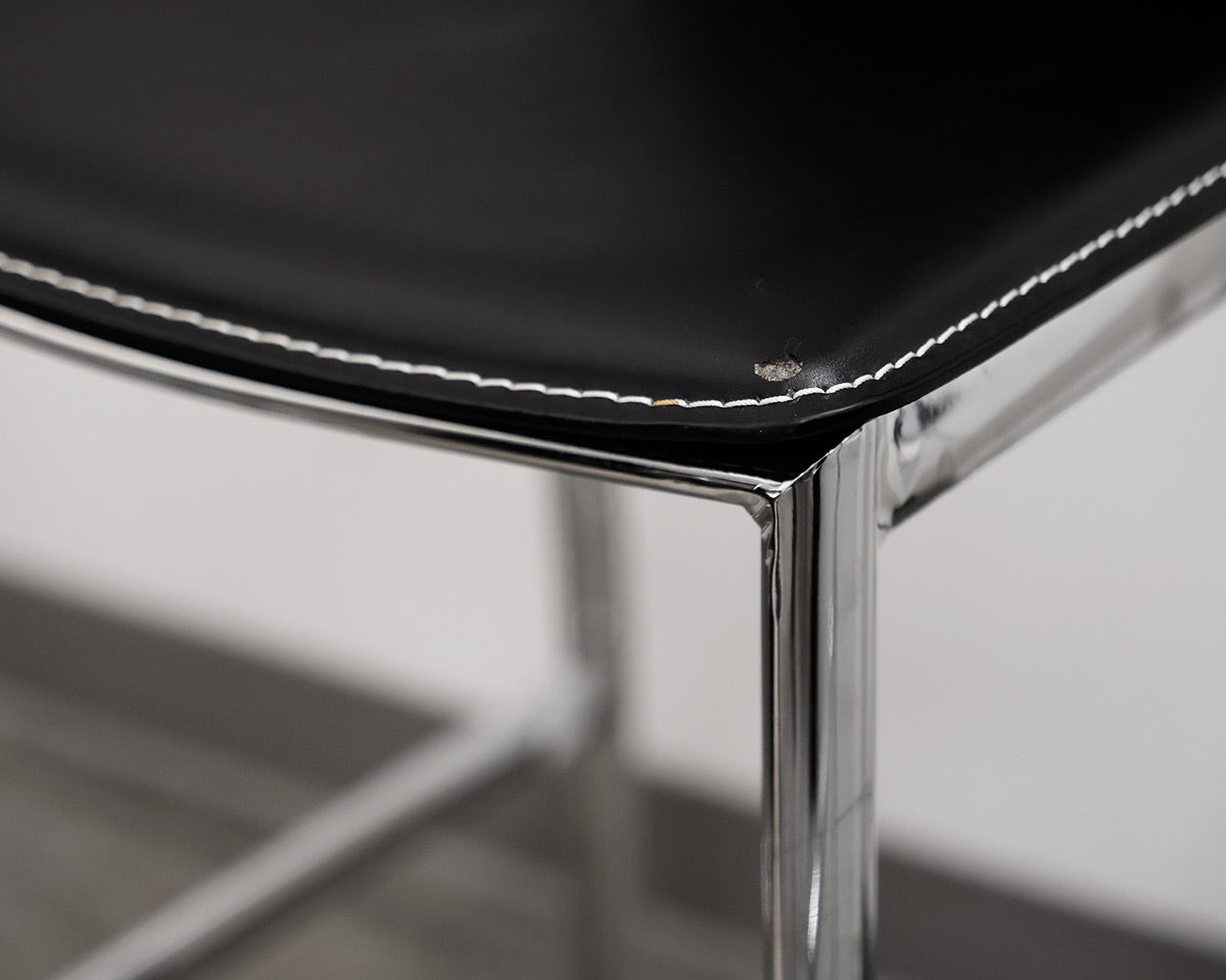 Set of Three Black Faux Leather Counter Stools