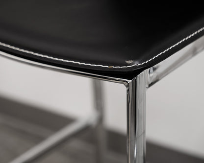 Set of Three Black Faux Leather Counter Stools