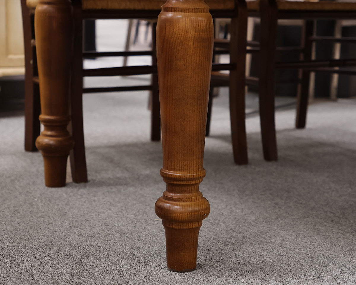 Farmhouse Extending Dining Table in Dark Oak with Set of 8 Ladder Back Chairs