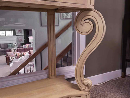 Scrolled Base Console in Antique Yellow with Black Faux Marble Top