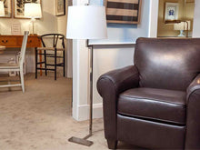 Chrome Floor Lamp With White Linen Shade