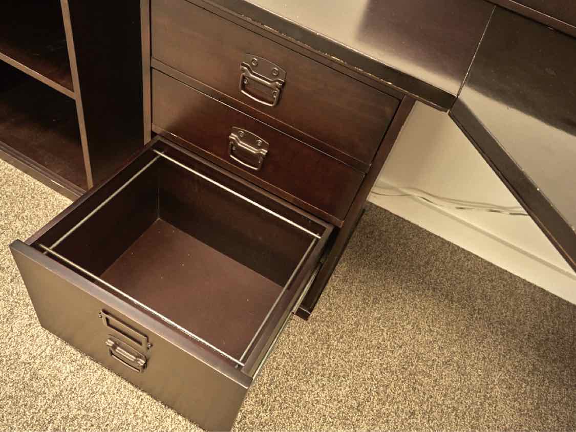 Pottery Barn 'Bedford' Corner Desk in Espresso Finish with 2 File Cabinet Drawer