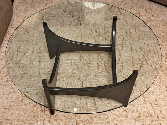 Adrian Pearsall Style Round Glass Cocktail Table