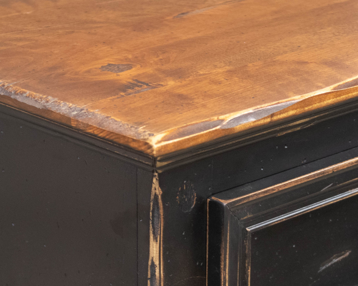 Canadel Distressed Maple Top Sideboard with Handrubbed  Black finish