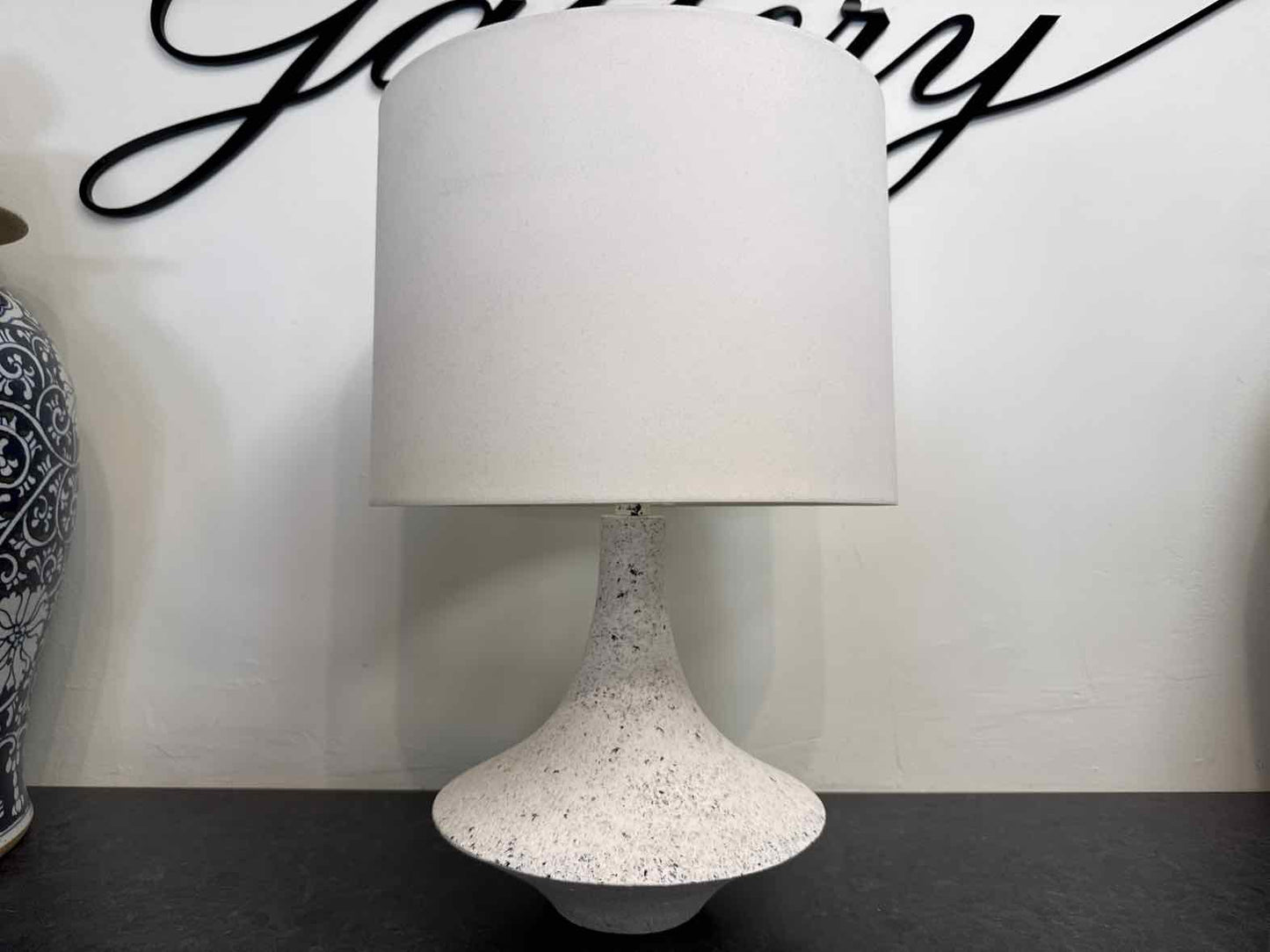 White Speckled Table Lamp