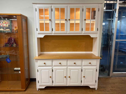 Canadel Maple and White Lighted China Cabinet